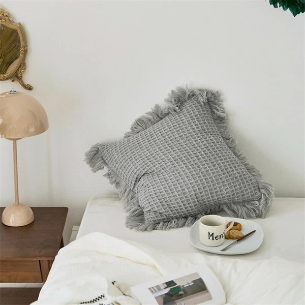 Sofa Bed Knitted Pillowcase Square Tassel Throw Waist Cushion Covers Chair Decor