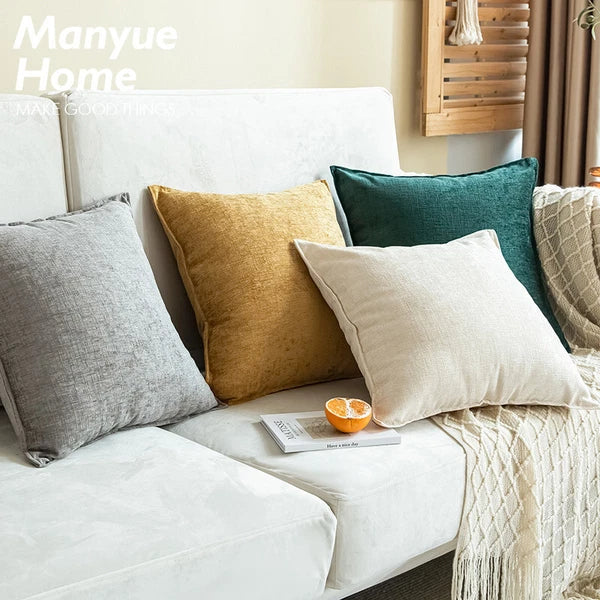 22x22in Chenille Fabric Throw Pillow Covers Sofa Bed Cushion Case Home Decor