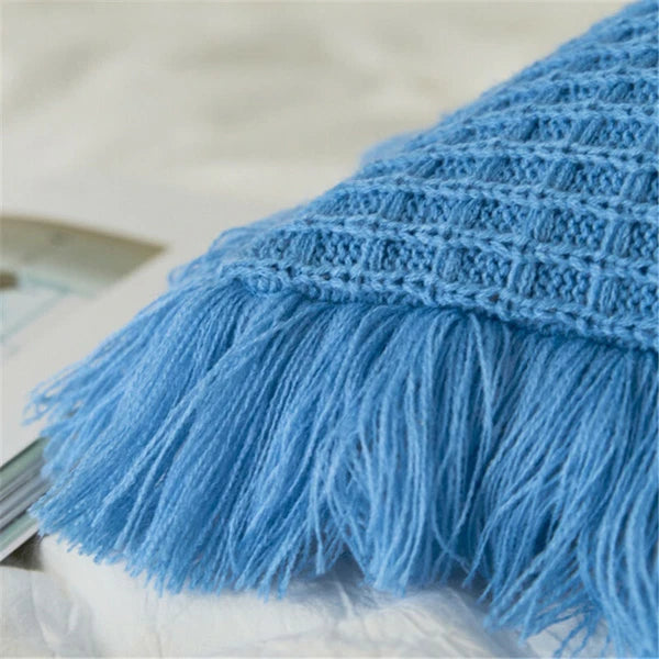 Square Knitted Tassel Pillowcase Sofa Bed Waist Throw Back Cushion Covers Chair