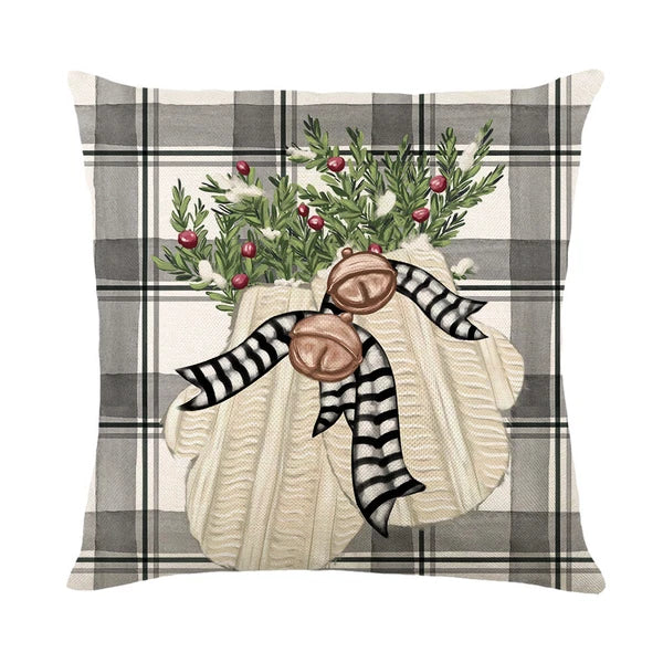 Christmas Pillowcase Linen Back Cushion Cover Festival Gift Sofa Decor Cartoon