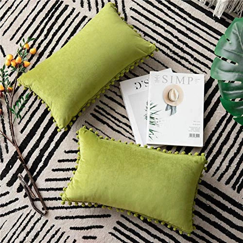 Couch Pillow Cases 12x20: 2 Pack Cozy Soft 20" x 12" (Pack of 2) Chartreuse