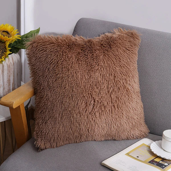 40CM x 40CM Fluffy Faux Soft Plush Pillow Case Cover Cushion Home Bed Sofa Decor