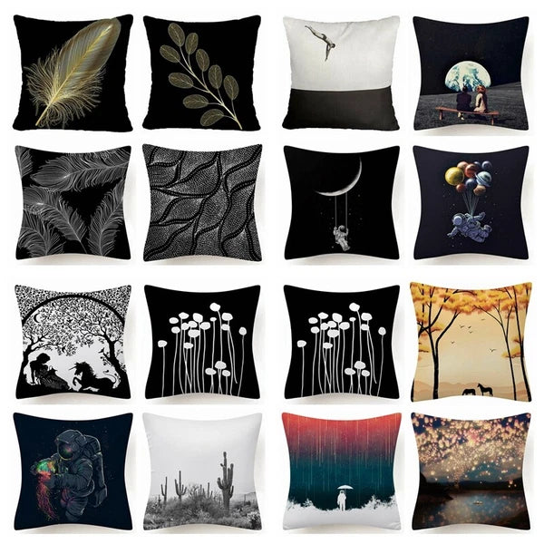 ⭐⭐18x18" Black White Throw PILLOW COVER 2-Sided Decorative Sofa Bed Cushion Case