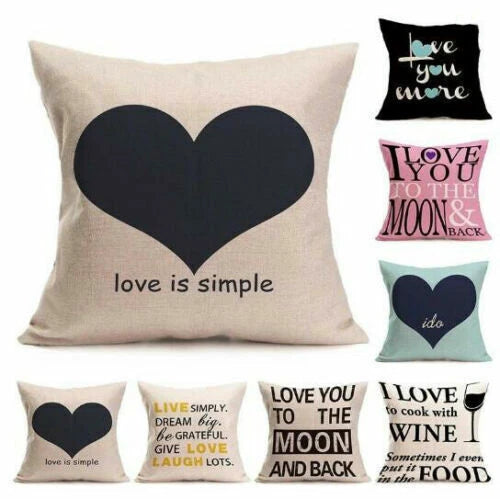 Sofa Decor Pillow Words Throw Cover Case Cushion Love Print