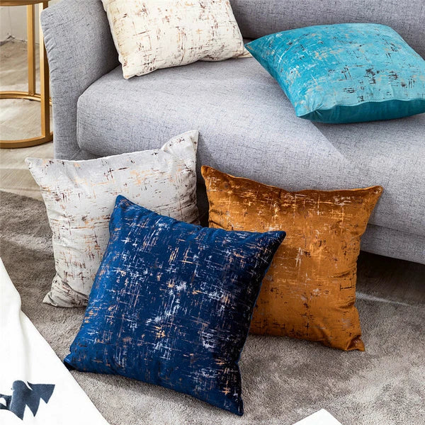2X Soft Velvet Cushion Covers Square Bronzing Pillow Cases Sofa Car Bed Decor
