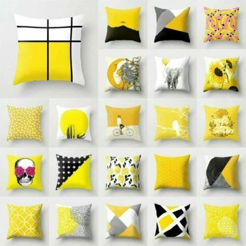 Yellow Pillow Case Sofa Car Cover Cushion Decor Waist Throw Home