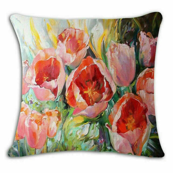 Covers 18" pillow Watercolor Flower Case Cushion Couch Poppy Poppies Floral Sofa