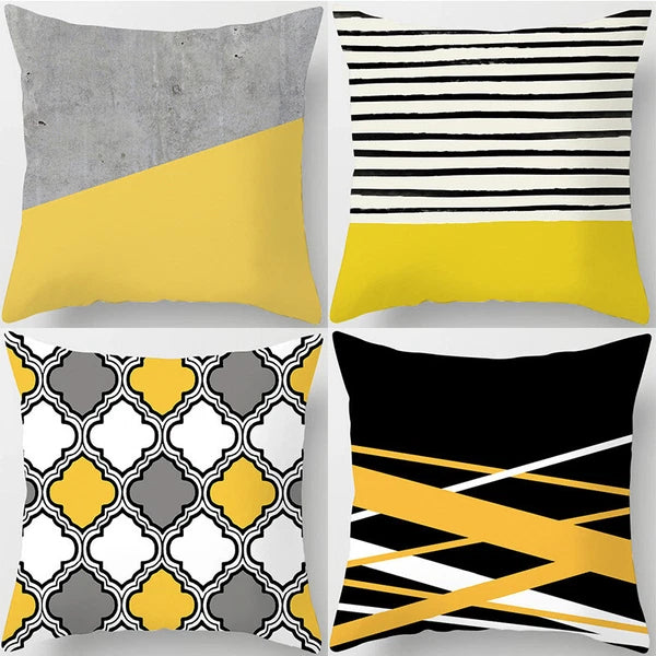 UK 4PCS SET POLYESTER CUSHION COVER PILLOW CASE HOME SOFA DECOR