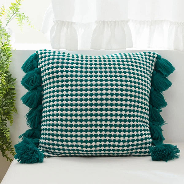 Square Knitted Tassel Pillowcase Sofa Bed Waist Throw Back Cushion Covers Chair