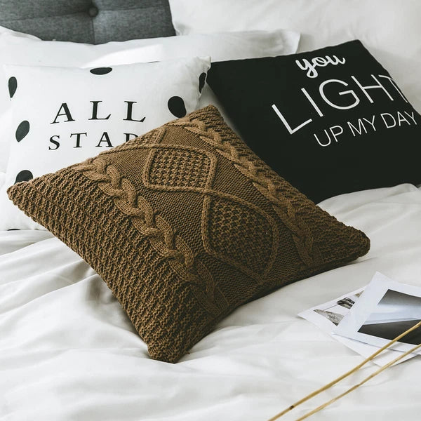 Square Knitted Pillowcase Sofa Bed Throw Waist Cushion Covers Chair Office Decor
