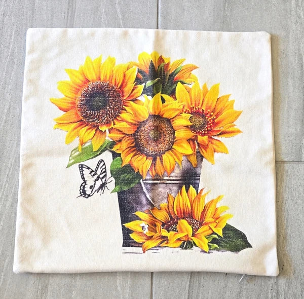 Sunflower & Ballerina Pillow Sofa Cushion Home Cushion Flower Cover 16.5"x17"
