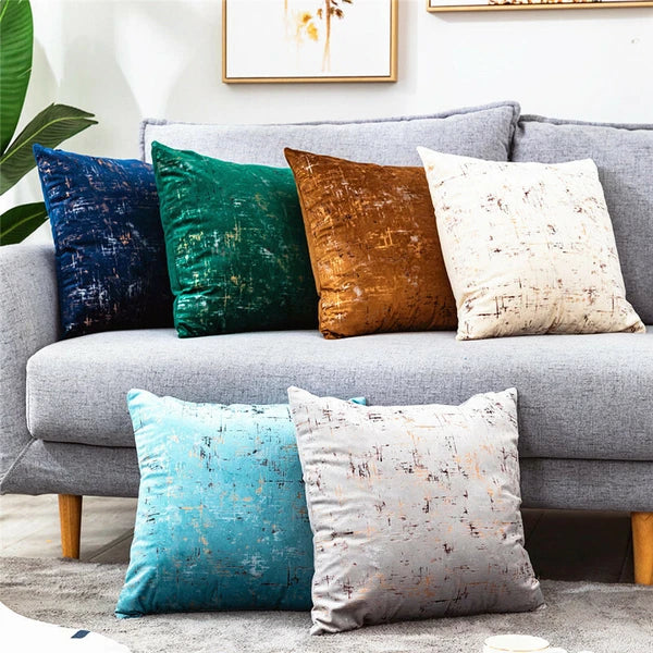 2X Soft Velvet Cushion Covers Square Bronzing Pillow Cases Sofa Car Bed Decor