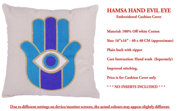 Indian Suzani Evil Eye Hamsa Embroidery Cushion Covers Bed Sofa Pillow Case 40CM