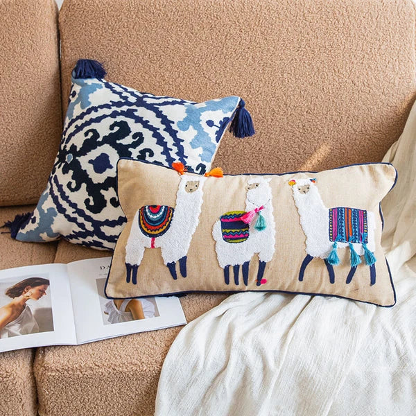 Bohemian Throw Pillowcase Cotton Embroidery Sofa Cushion Cover Decor Vintage