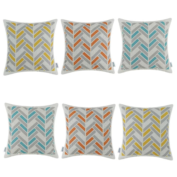 Set of 6 Throw Pillow Covers Sofa Canvas Square Cushion Cover Linen 18" x 18"