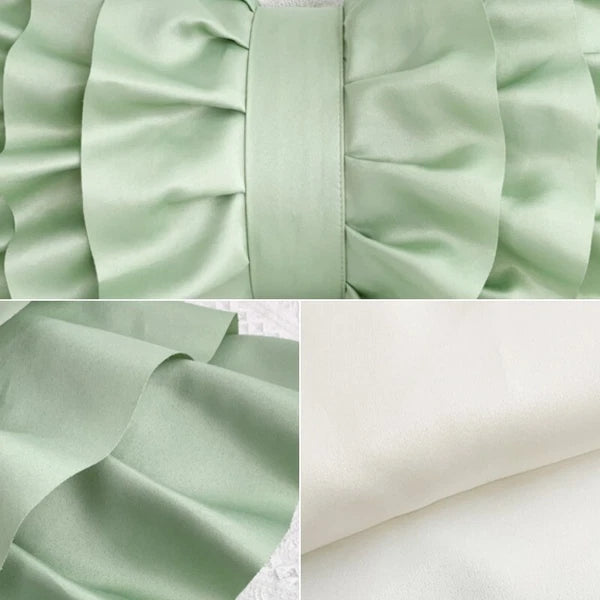 2X Satin Bowknot Ruffle Pillowcase Throw Cushion Pillow Case Cover Sofa Bed