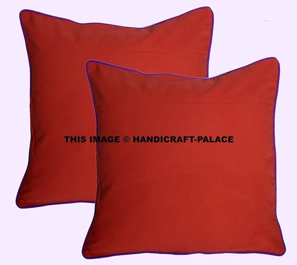 2 PC Plain Solid Pillow Case Bed Sofa Waist Cushion Cover Red Sham Cotton Throw