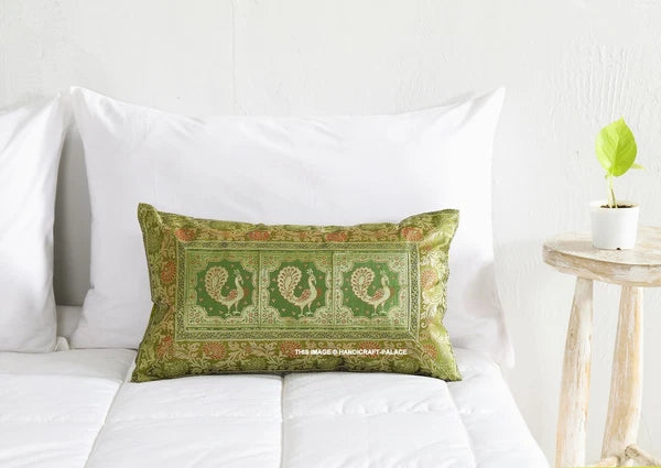 Handmade Brocade Silk Cushion Cover Indian Home Sofa Decor Pillow Case 12"x20"