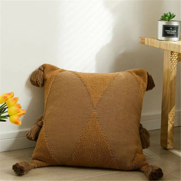 18" Knitted Pillow Case Sofa Bed Car Soft Pompom Ball Waist Throw Cushions Cover